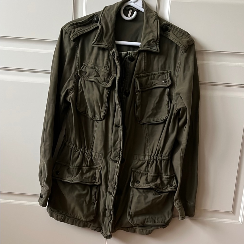 Free People Green Military Field Jacket